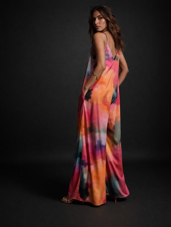 Anthropologie Pants - Anthropologie Satin Multicolor Tie-Dye Jumpsuit